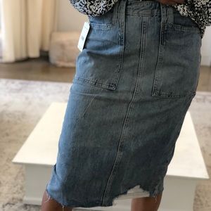 Free People Midi Jean Skirt
